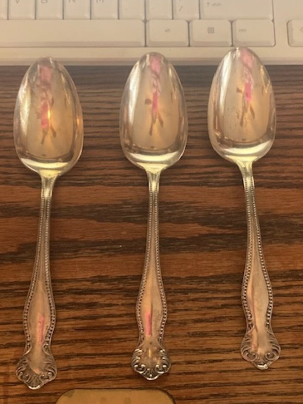 Set of 3 vintage tablespoons - Victorian Rose Pattern